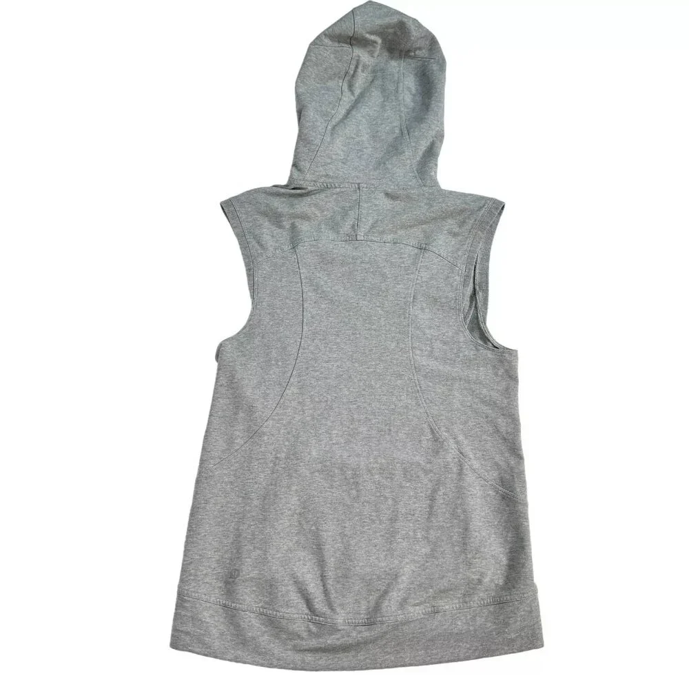 Lululemon Womens Light Gray Pocket Sleeveless Running Pullover Hoodie Size 4 - Picture 2 of 12